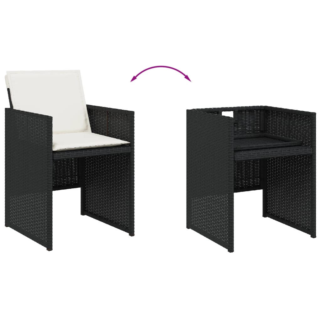Vidaxl 15-Cz. Garden Furniture Set With Cushions, Black, PE Rattan