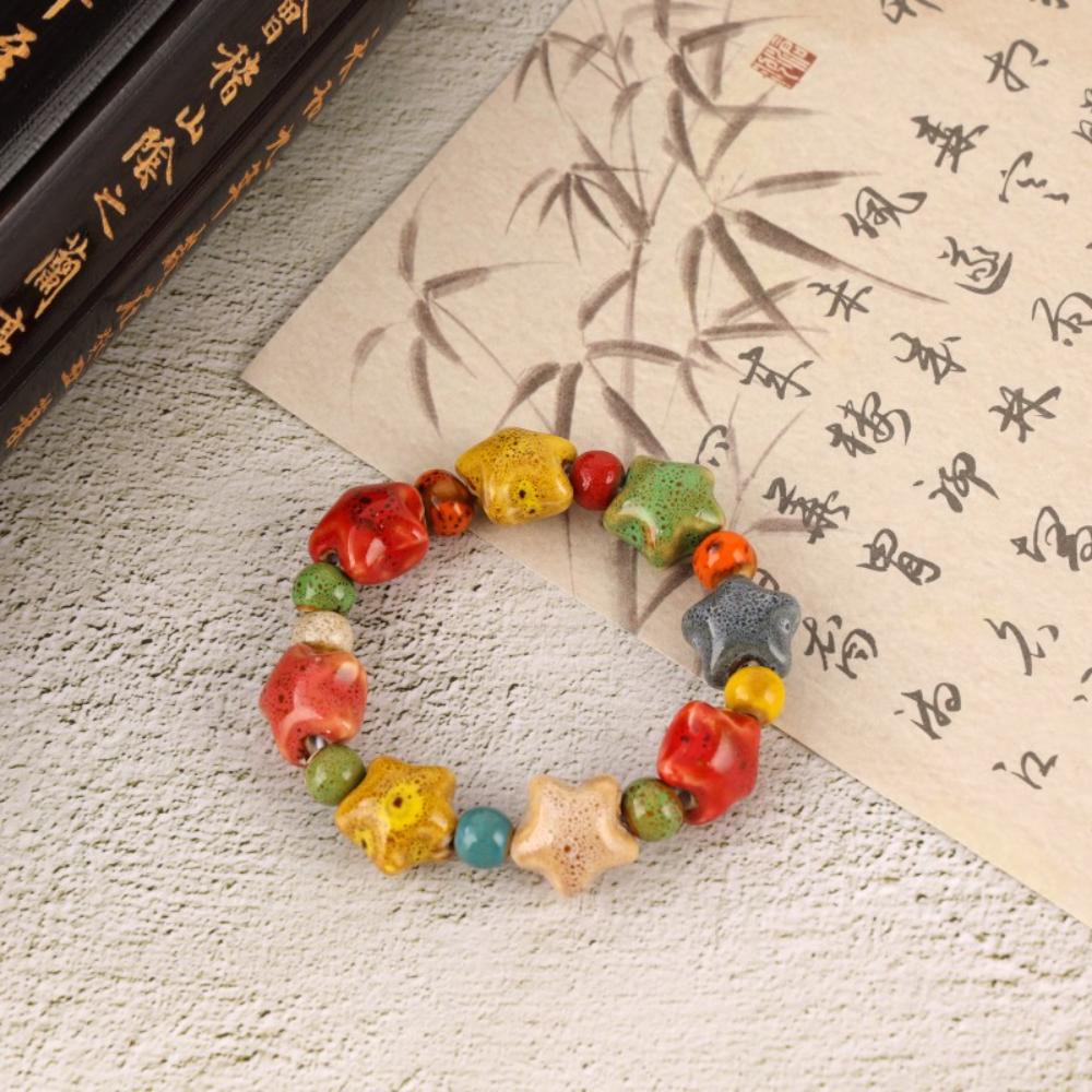 Adjustable Ceramic Bracelet Ethnic Handmade Boho Bracelet Star Claw Bead Bracelet Natural Ethnic Jewelry For Daily Wear Gift For