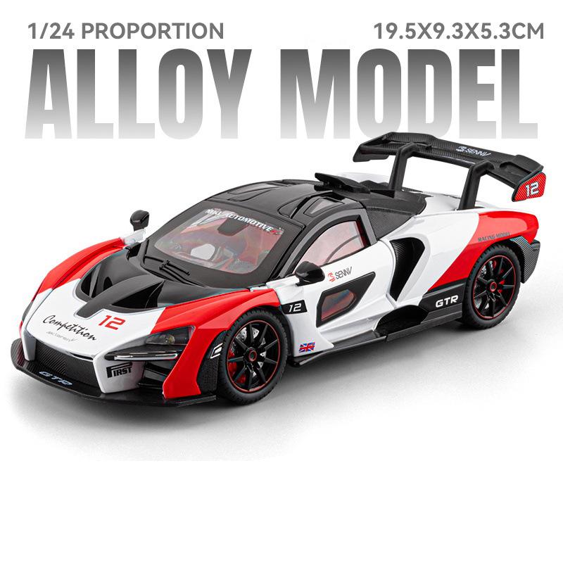 Scale 1:24 Senna P1 Sports Car Toy Model Metal Die-cast Pull Back Supercar Shock Absorption Miniature Vehicles Models Boys Gifts