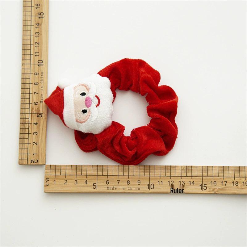 Christmas Cartoon Santa & Reindeer Plush Scrunchie - Festive Hair Accessory