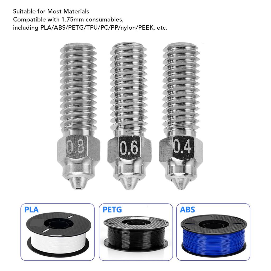 6 Pcs Hotend Nozzle Replacement for Creality K1 K1 Maximum 3D Printer 0.4 0.6 0.8mm Hardened Steel CrZrCu Bimetal Nozzle