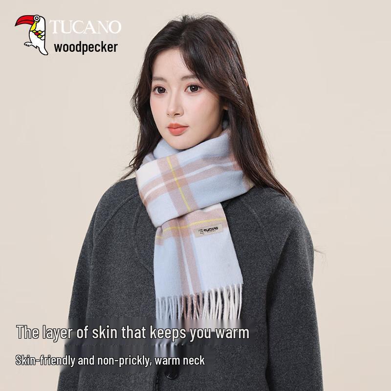 TUCANO Women's Pure Wool Plaid Scarf/Shawl