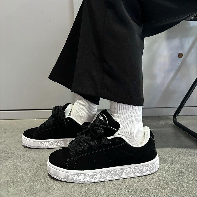 Bread shoes flip fur retro low-top board shoes male and female students versatile couple casual shoes