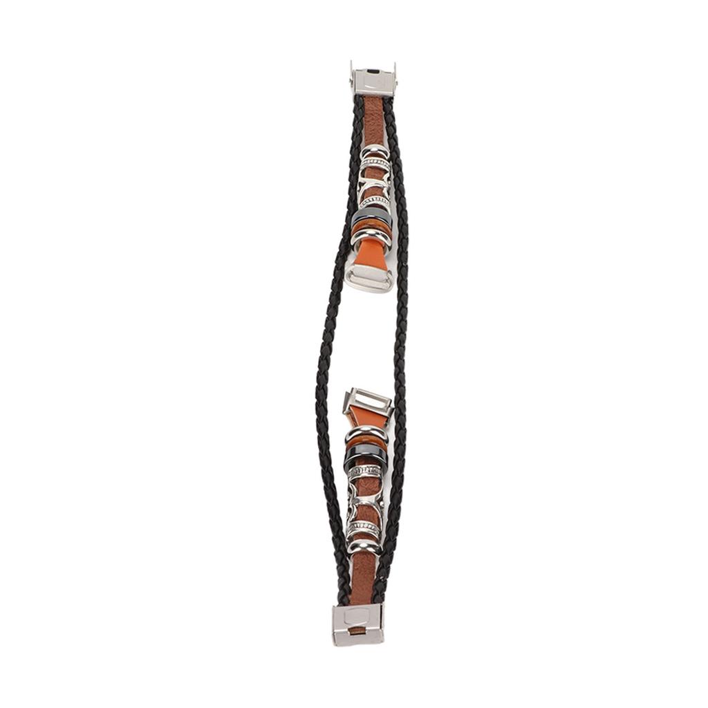 Smartwatch Band Leather Watch Replacement Wrist Strap Ethnic Vintage Style for Fitbit LuxeBrown