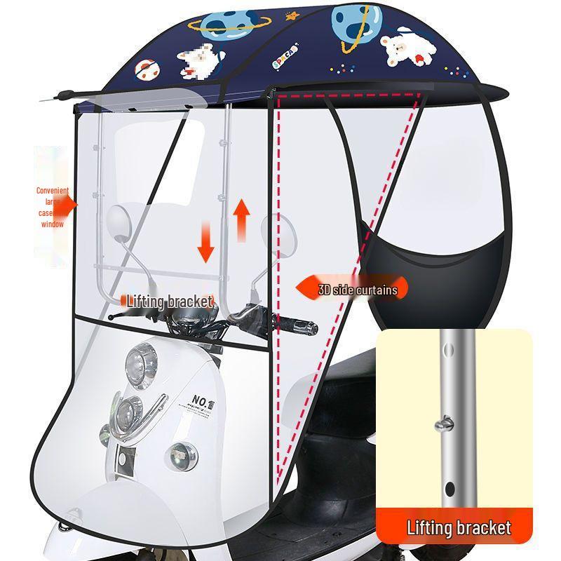 Puff Electric Vehicle Canopy: Sunshade, Windshield, and Rainproof Cover for Bicycles and Motorcycles