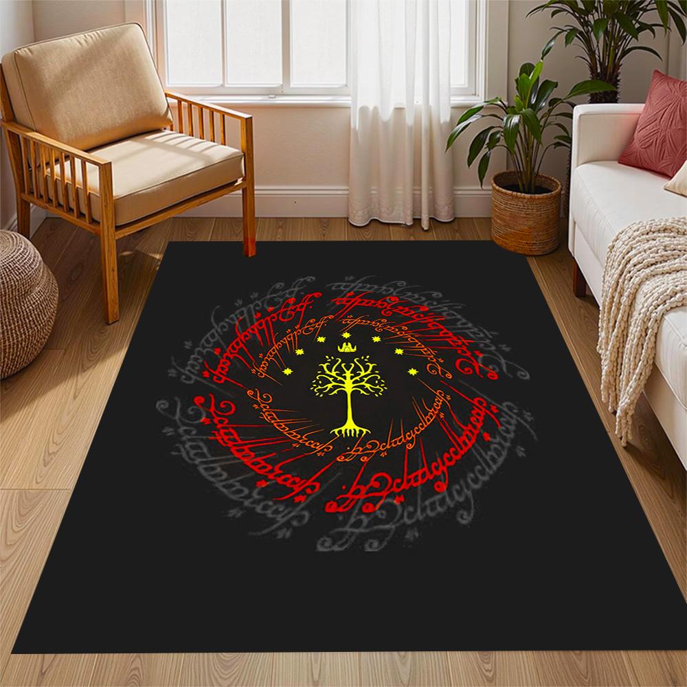 Lord Rings Symbol Carpet Suitable for Outdoor Foyer Living Rooms Entryway Antislip Carpet Anime Office Decor Spiritual Gift