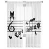 Kočičí hudební nota Hůlový tyl Závěsy do obývacího pokoje Ložnice Šifon Průsvitný voál Závěs na kuchyňské okno