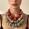 Bohemian Ethnic Fashion Creative Irregular Geometric Resin Beaded Choker Necklace Women Indian Statement Retro Necklace Jewelry
