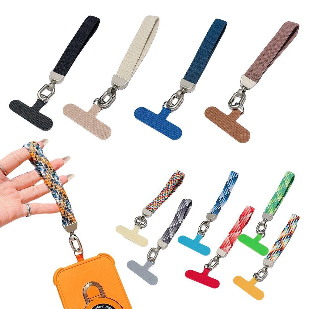 Elastic Braided Texture Nylon Braided Wristlet Lanyard  Key Small Wallet Storage