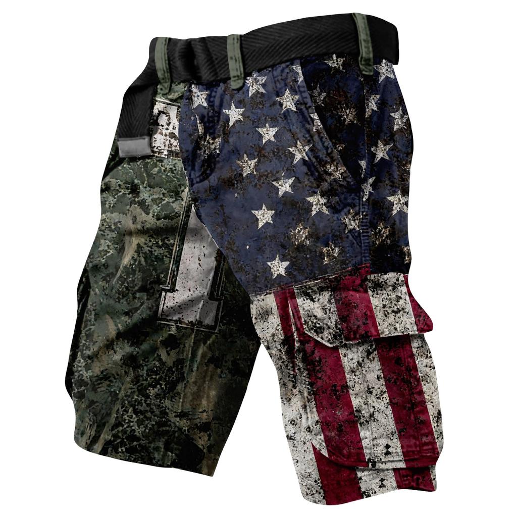 Men's Summer Printed Outdoor Shorts Men's Loose Multi-Pocket Shorts