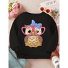 Kids Sweatshirt , Round Neck Sweatshirt Spring Autumn Cartoon Owl Big-Eyed Heart Glasses Bow Cute Print Casual Sweatshirt