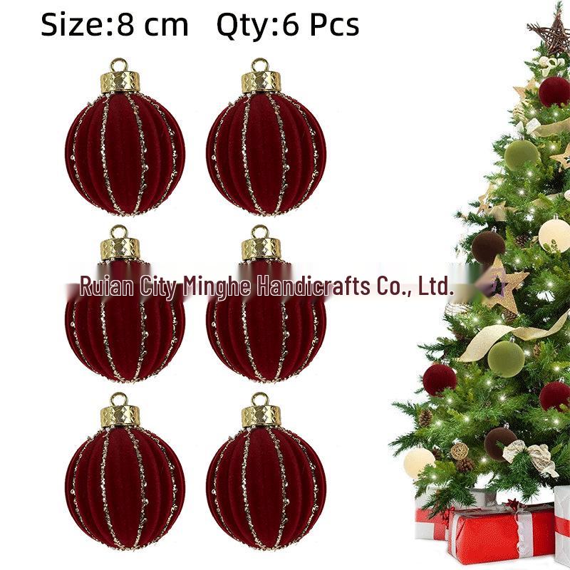 

8cm Flocked Christmas Ball Ornaments - PET Plastic Holiday Tree Decorations