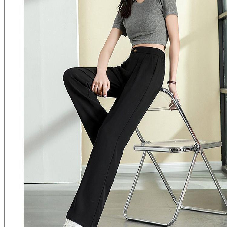 Fall Women's High Waist Straight-leg Suit Pants Loose Casual Trousers