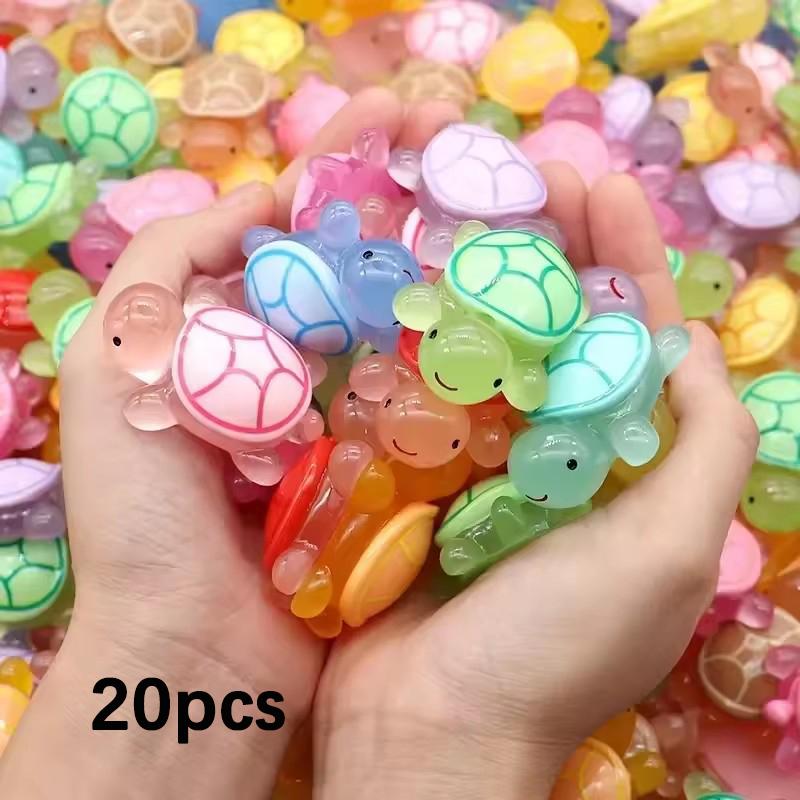 20/50/100 Pcs Cute Mini Glowing Turtle Ornaments Luminous Micro Turtle Figurines Kids Toys Home Decor Gift