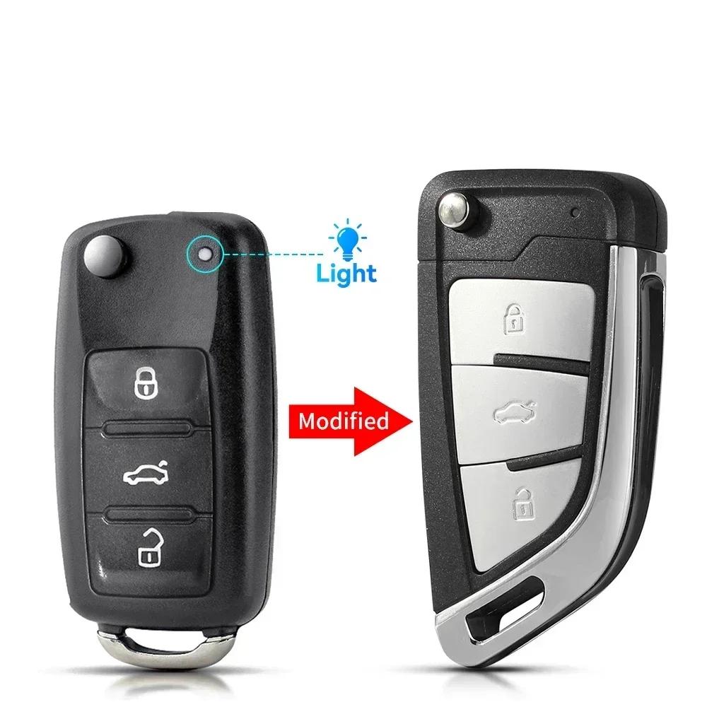 KEYYOU With Cutting Service Car Key Shell For Vw B5 Volkswagen Beetle Caddy Passat Golf Jetta Polo Scirocco Touran Skoda Seat