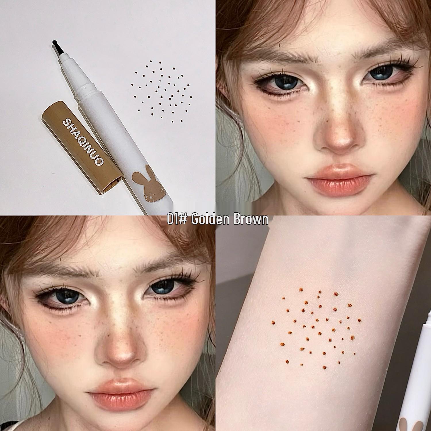 SHAQINUO Waterproof Natural Freckle & Eyeliner Pen - Realistic, Easy-to-Apply European & American Makeup.