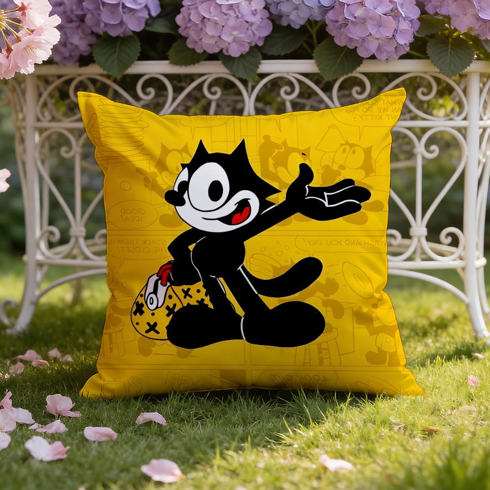Cartoon F-Felix the Cat Cushion Cover Home & Car Dual-Scene Pillow Cover: Reversible for Premium Comfort
