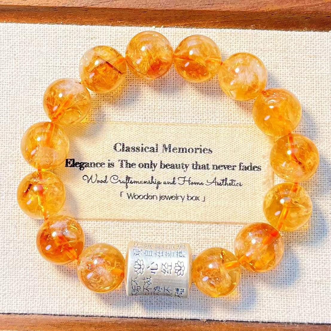 12Mm925 Silver Natural High Quality Citrine Citrine Crystal Bracelet Bracelet