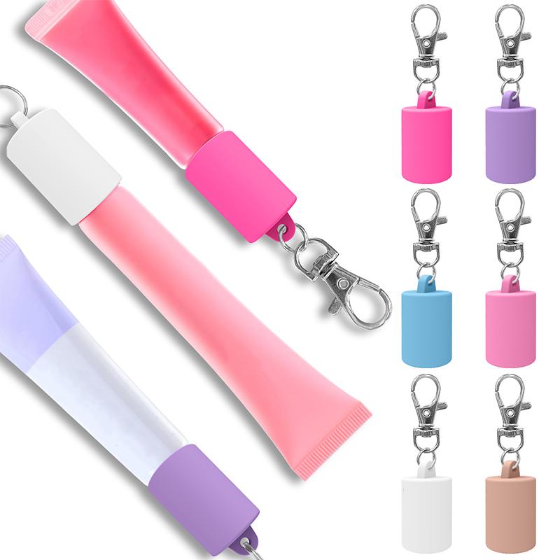 Practical Silicone Keychain Cap Accessories Portable Durable Holder Keychain Compatible For Lipgloss Storage And Balm Cap