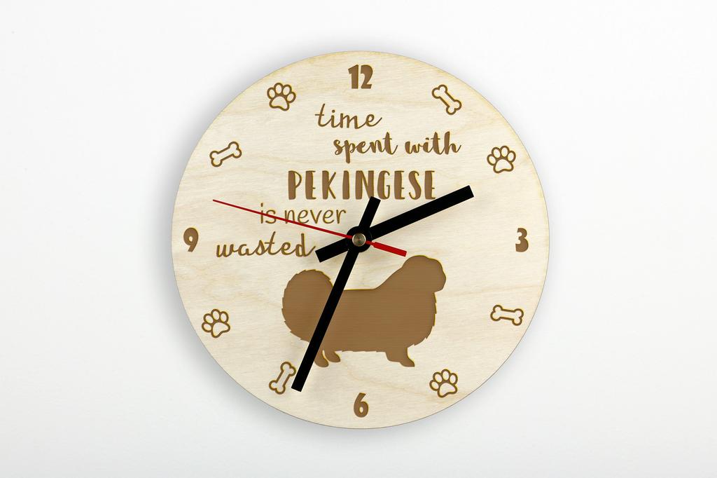 Pekingese, Pekinese, Peke - clock with dog, wooden clock with engraving, personalised clock by Art-Dog