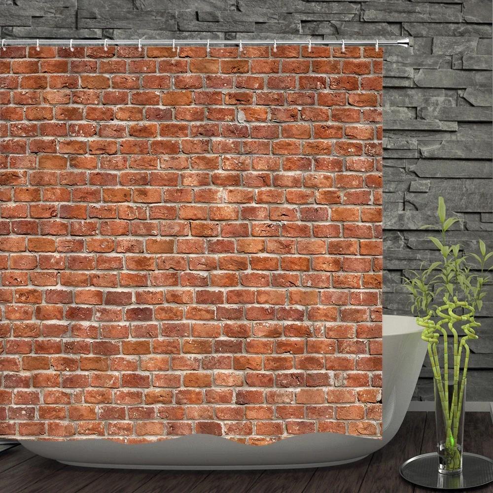 Old Brick Wall Shower Curtains Bathroom Curtain For Home Decoration Waterproof Polyester Fabric Bath Screen Curtain With 12 Hook