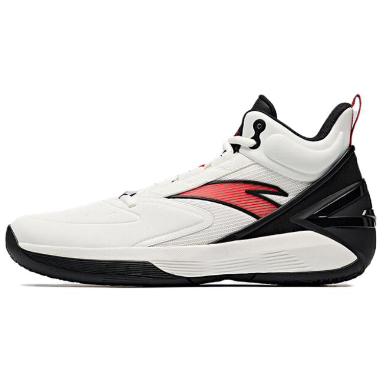 New Anta Cushioned Slip Resistant Coverage High Top Basketball Shoes Men's White Black Red 912511604Q-2