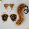 Plush Cat Ears Headband With Matching Tail Fingerless Paw Gloves Cosplay Set Anime Convention
