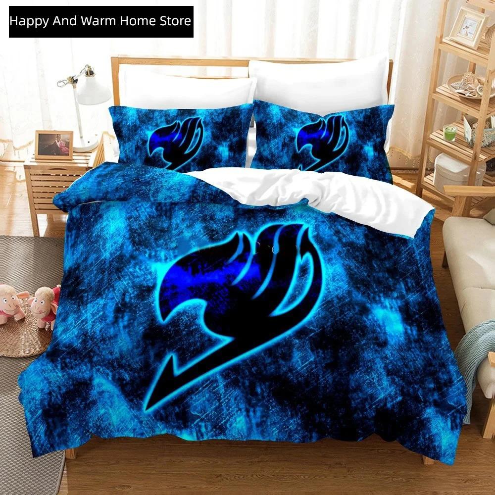 3D Print Anime Fairy Tail Logo Natsu Beding Set Young Boys Young Girls Twin Quen Sized Dimensions Soft Duvet Cover Pilowcase Bed Young Boys Adult