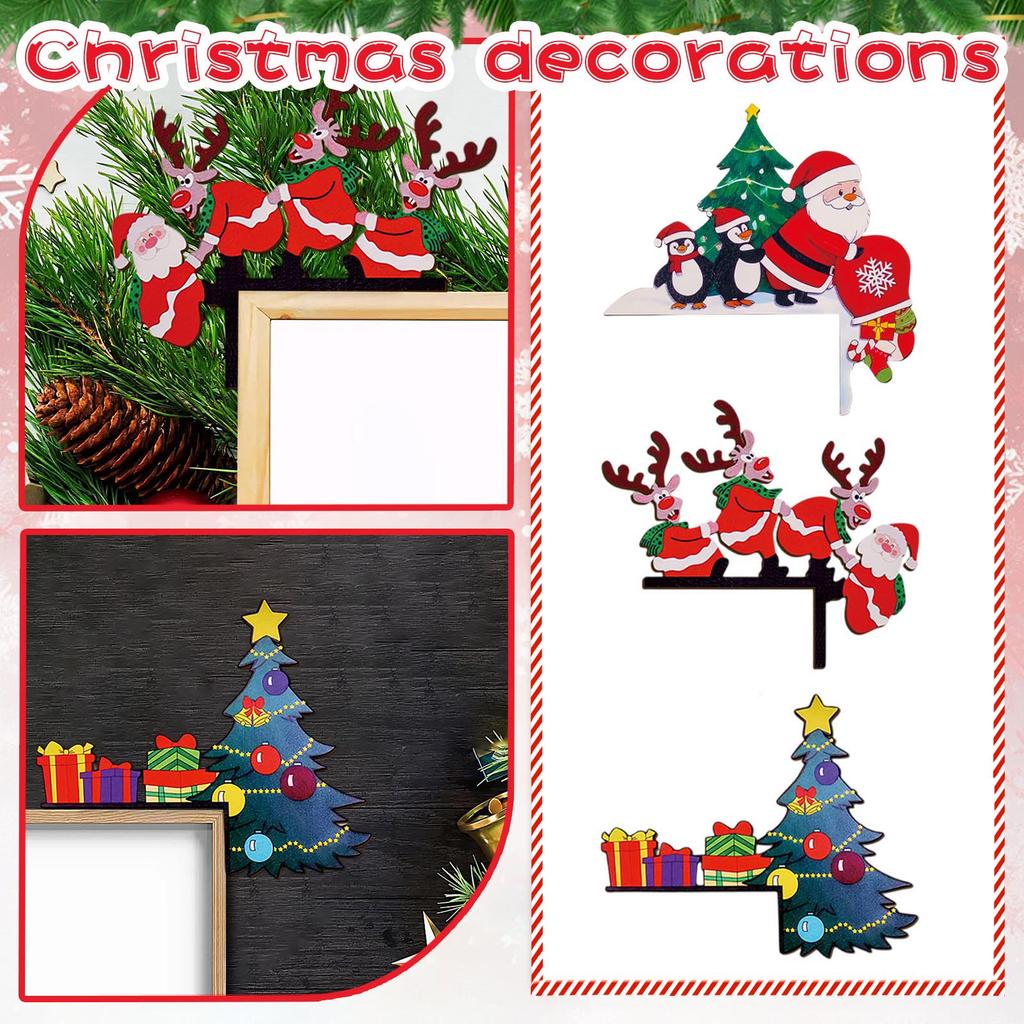 Christmas Wooden Door Corner Lintel Decoration Elk Door Frame Decoration
