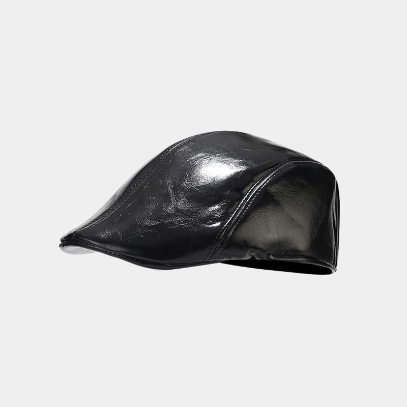 Pu Leather Beret Hat For Men Women Retro Round Top Winter Fashion Accessory