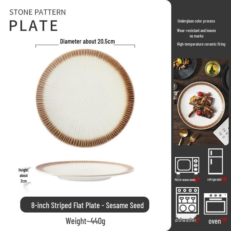 Японская керамическая ретро обеденная тарелка для пасты, стейка и десертов