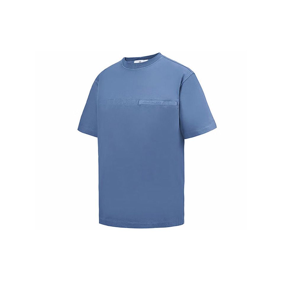 Stone Island Fw22 Solid Color Logo Patch Crew Neck Casual Short Sleeve T-Shirt Men Tops Mist-Blue 771520244-V0024