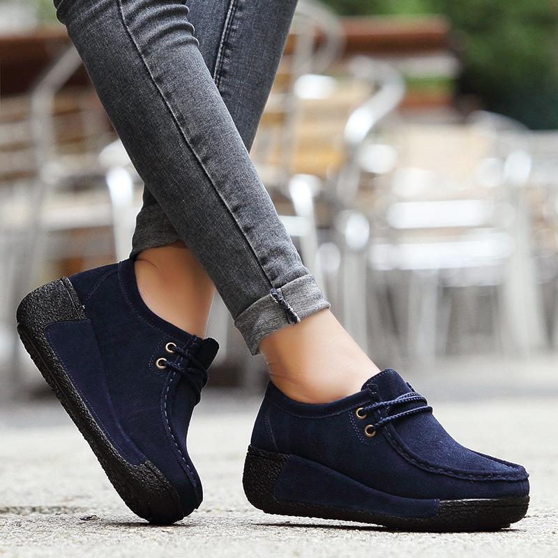 Fashion Cow Suede Platform Shoes Plush Warm Walking Shoes Women Winter Cotton Shoes Non-slip Mother Shoes