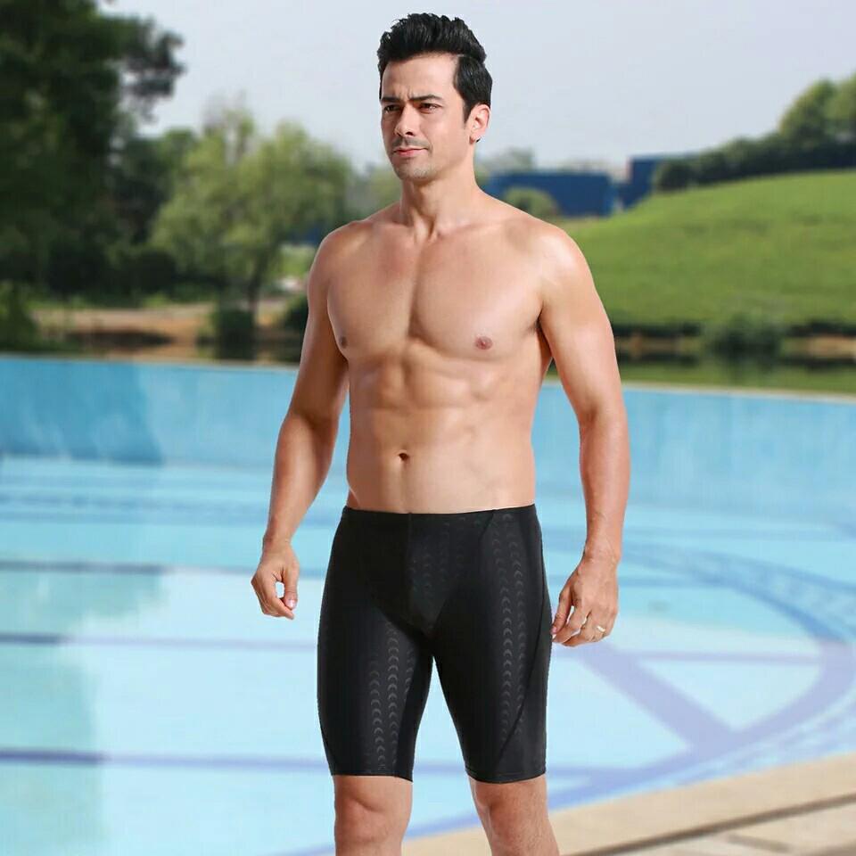 2023 European & American Plus Size Men's Sharkskin Swim Trunks Set