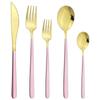 5Pcs Purple Dinnerware Set 18/10 Stainless Steel Cutlery Set Knife Dessert Fork Spoon Silverware Set Kitchen Party Tableware Set