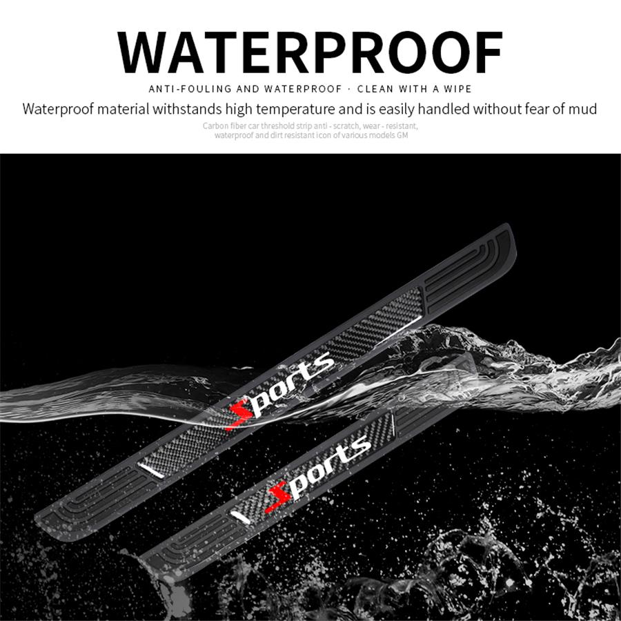 4pcs Universal Real Carbon Fiber+Rubber Car Door Scuff Sill Cover Step Protector