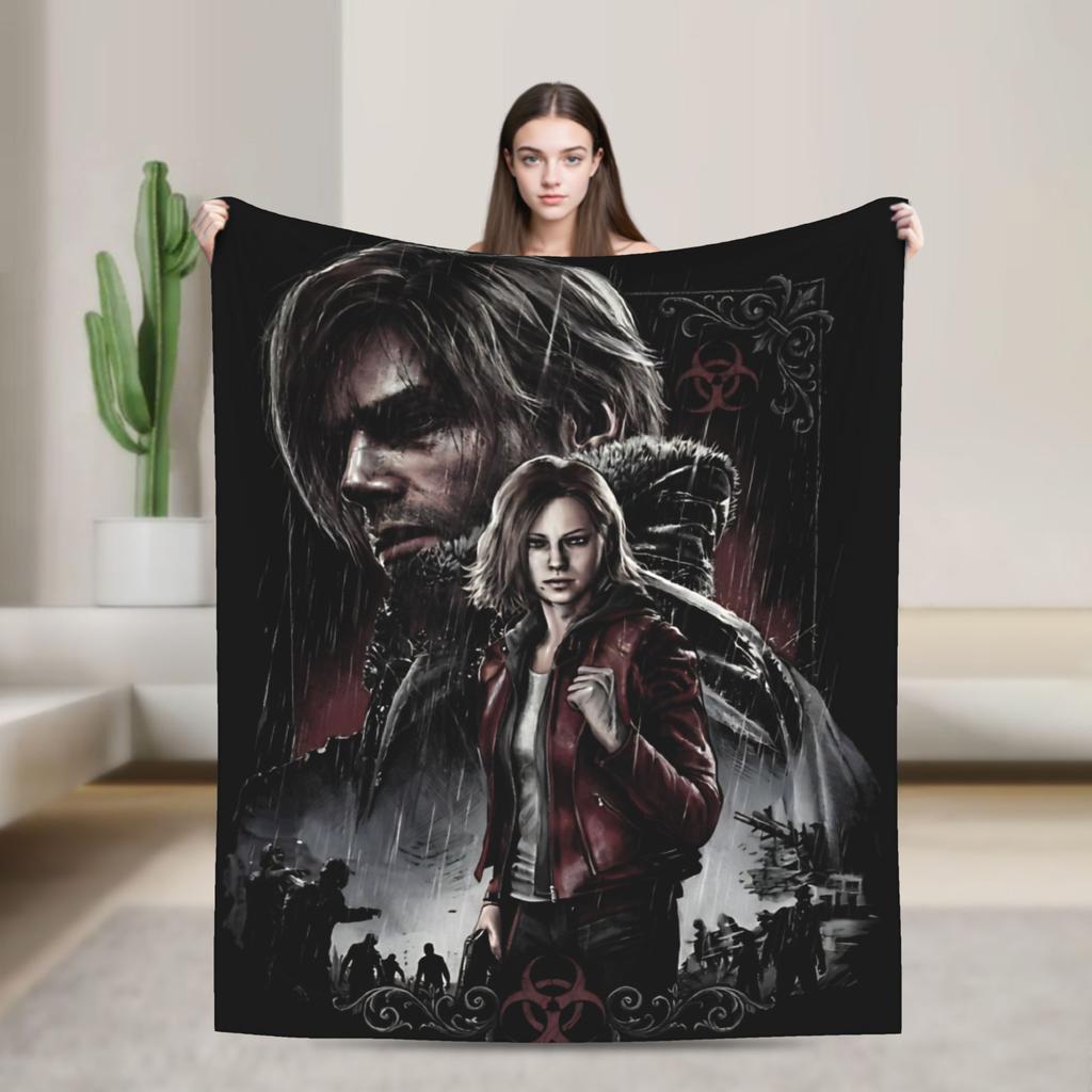 Resident Evil Leon Kennedy Plush Blanket Girls Boys  Flannel Throw Blanket For Living Room Soft Quality Bedspread Gift Idea