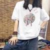 Women's Trendy Cotton Short Sleeve T-Shirt - Loose Fit, Slimming Design, Plus Size, Print Half Sleeve