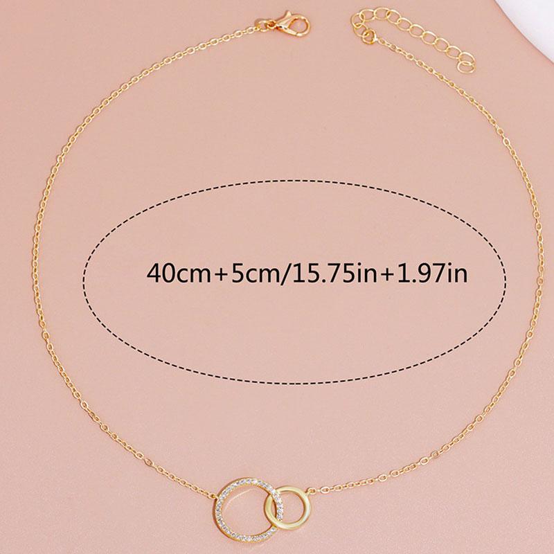Luxury Necklaces for Women Fashion Thin Chain Minimalist Dainty Zircon Double Circle Pendant Necklace Jewelry Gifts