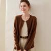 Women's Long Sleeve Korean Style Cashmere Cardigan - Thick Crew Neck, Loose Fit, Slimming Raglan Sweater