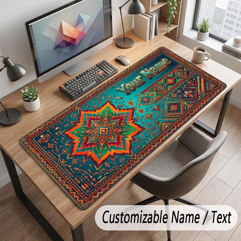 Neon Colorful Theme Customized Mouse Pad Personalized Print Name Text Desk Mat For Home Office Table Decor