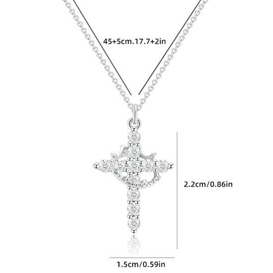 Drehbare Krone Kreuz Anhänger Halskette für Damen - Europäischer/Amerikanischer Stil, Kupfer Vergoldet, Heiß Verkauftes Persönlichkeitsdesign.