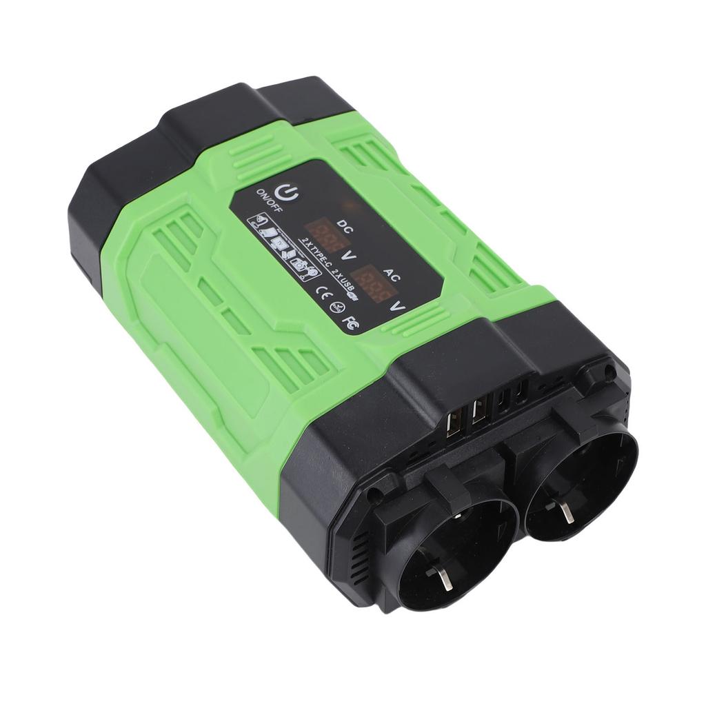 Vehicle Power Inverter 500W 12 to 220V 2 Prong Sockets USB and Type C Portable Power Converter