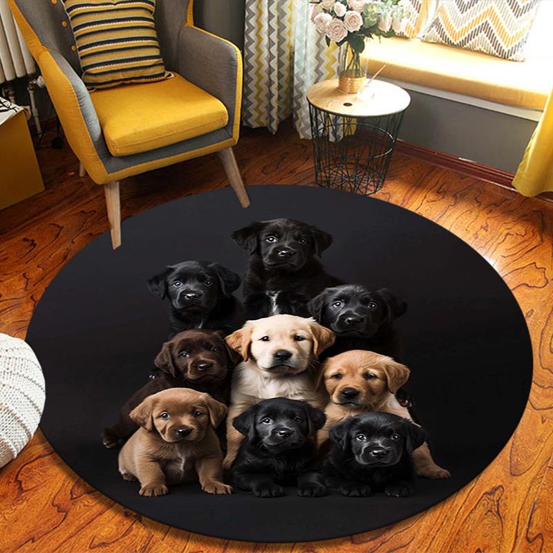 

Cute Dogs Round Area Rug,Carpet Rug for Living Room Bedroom Sofa Playroom Decor,Non-slip Floor Mat 80cmx80cm
