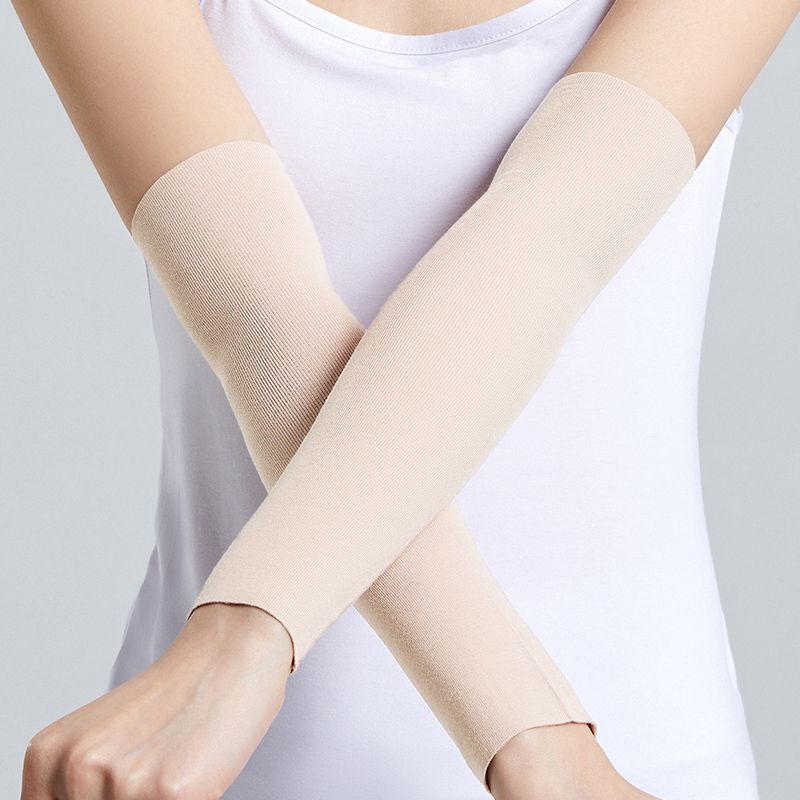 

Summer Modal Arm Protector Arm Sleeve Heattech Female Elbow Protector Joint Gloves Men Thin Oversleeve Sun Protection Wrist Protector Beige [30cm long]] XL