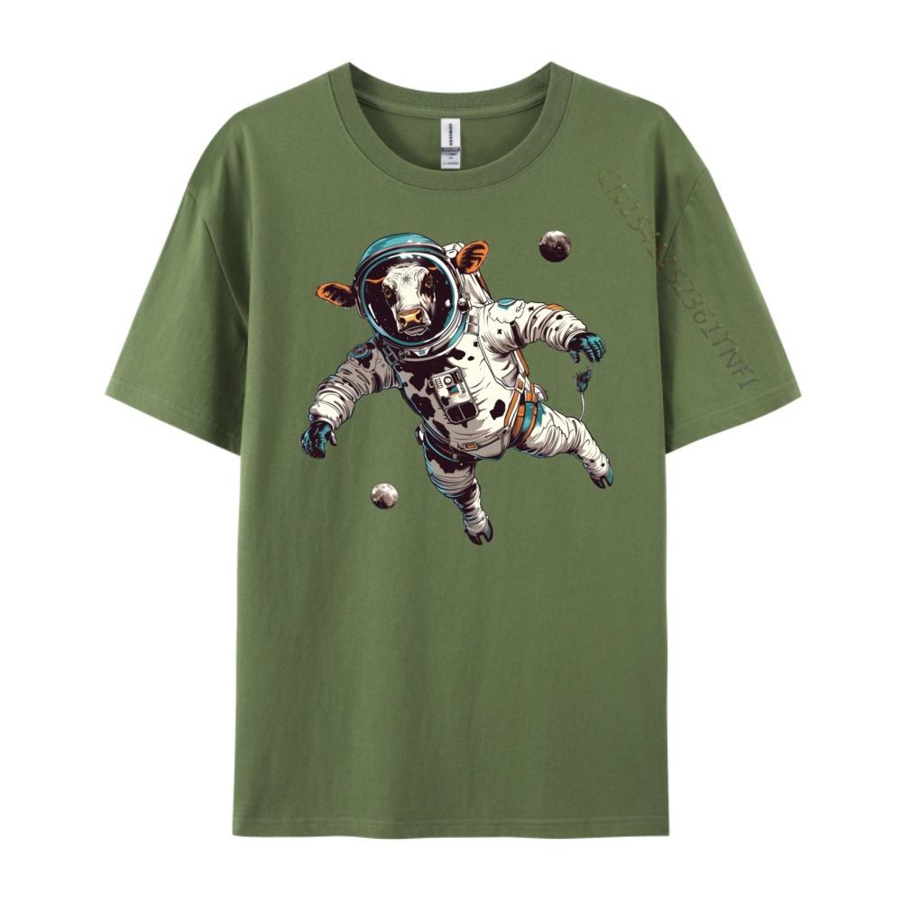 Cow DesignsFunny Cow Astronaut In Space 1956 Graphic Shirts Men Mens Clothes Fathers Day Harajuku Clothing