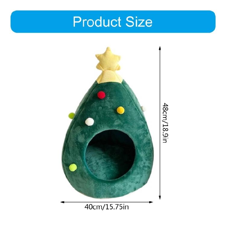 Weihnachtsbaum Haustierbett Weiches Plüsch Katzenhöhlenhaus Rutschfest und Warm Für Kleine Hunde Katzen Indoor Festivalthema Haustierunterstand