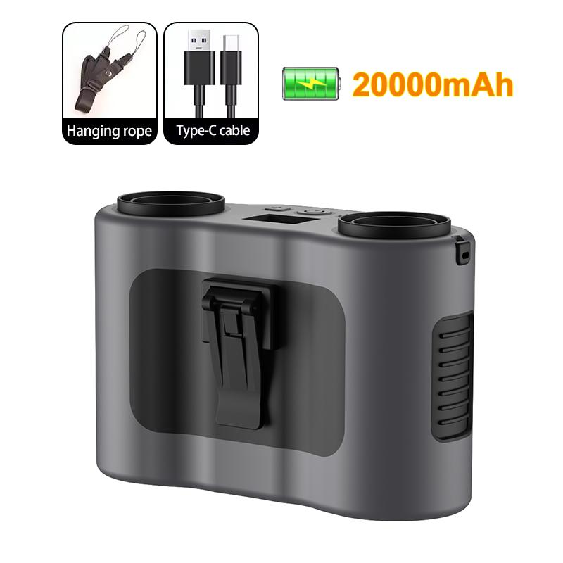 

Портативный поясной вентилятор 20000 мАч, уличный подвесной шейный вентилятор с повербанком, 5 режимов сильного ветра, портативный поясной вентилятор с клипсой для спорта и работы серый