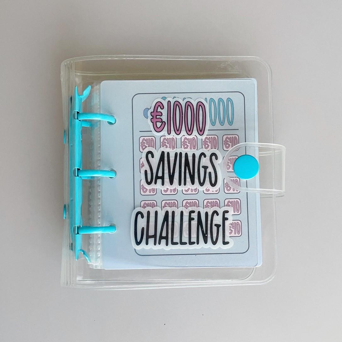 PVC 3-Ring Mini $1000 Savings Challenge Binder with Envelopes