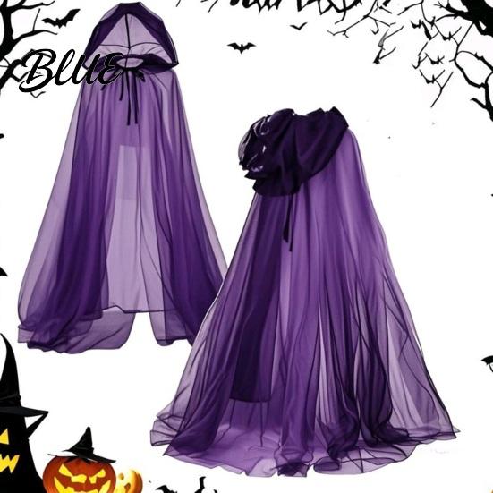 Cosplay Cloak Hooded Mesh for Adults 2 Layer Sheer Tulle Cape Gothic Witch Queen Costume Halloween Renaissance Accessories Lightweight Cape